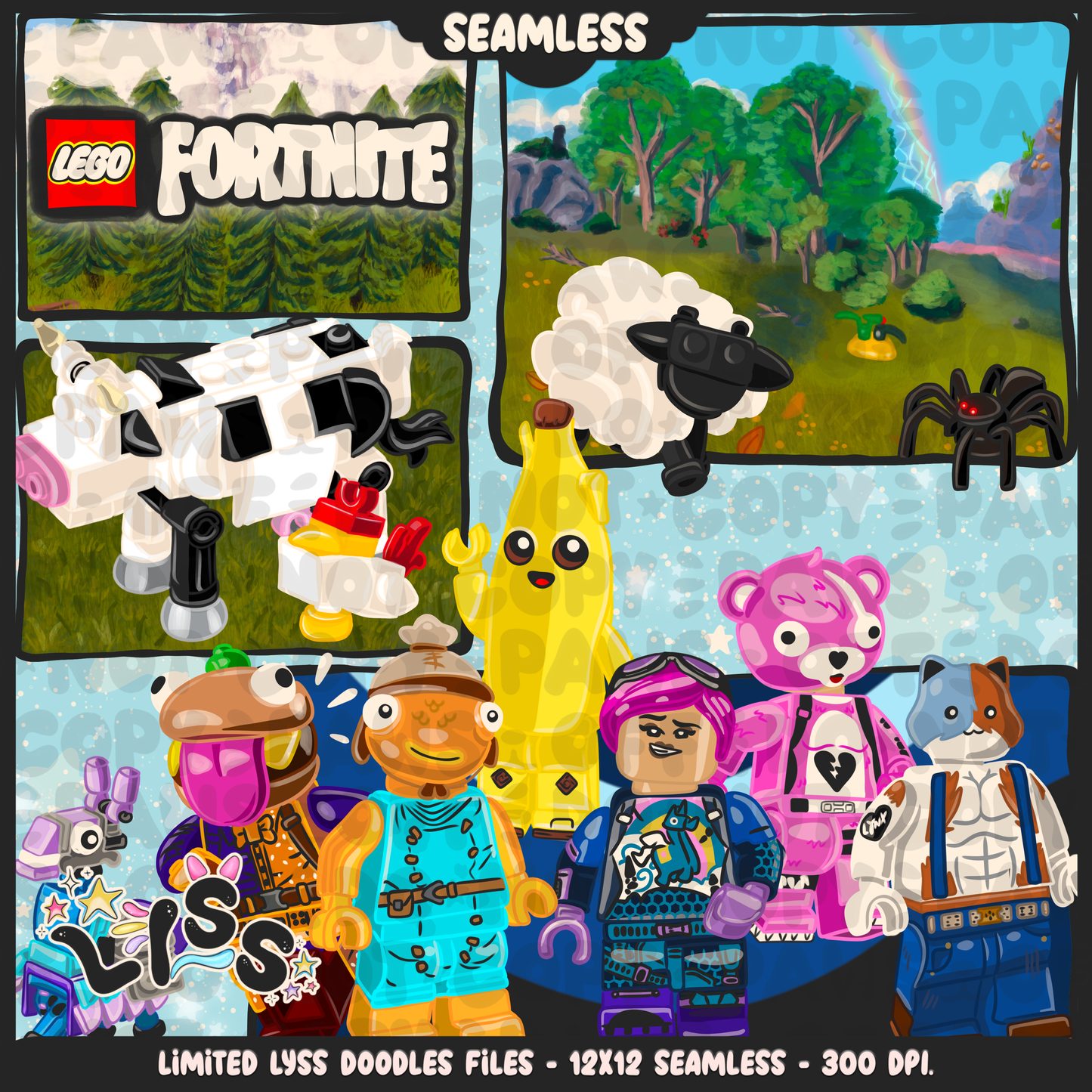 2024 - Lyss Doodles - Seamless - Mains - Fort Battle - Blocks