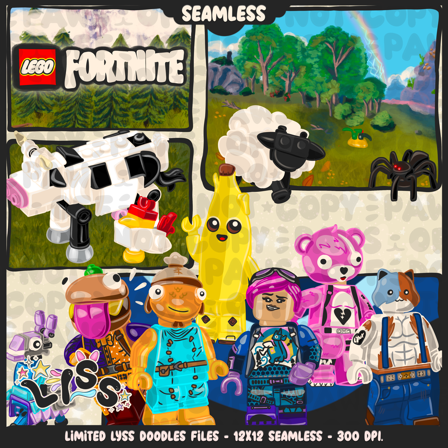 2024 - Lyss Doodles - Seamless - Mains - Fort Battle - Blocks