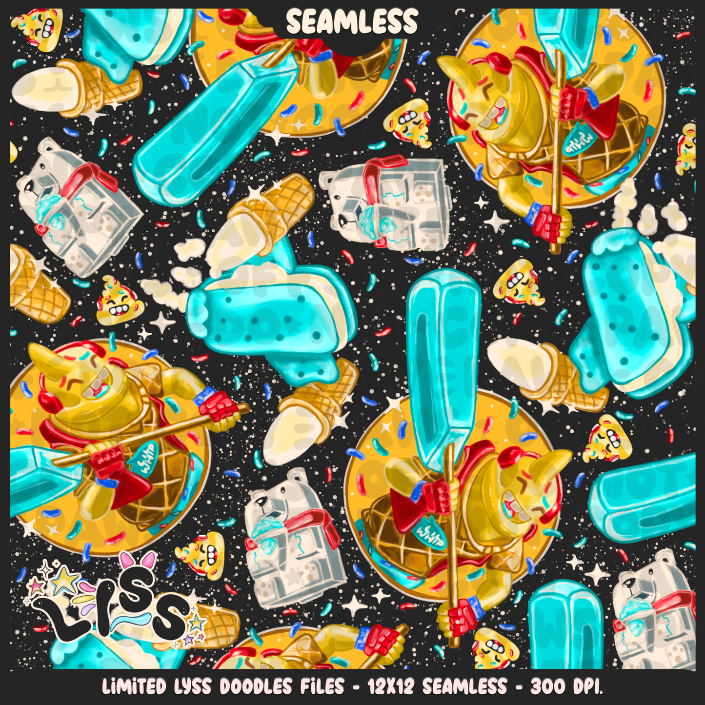 2024 - Lyss Doodles - Seamless - Mains - Fort Battle - Ice Cream