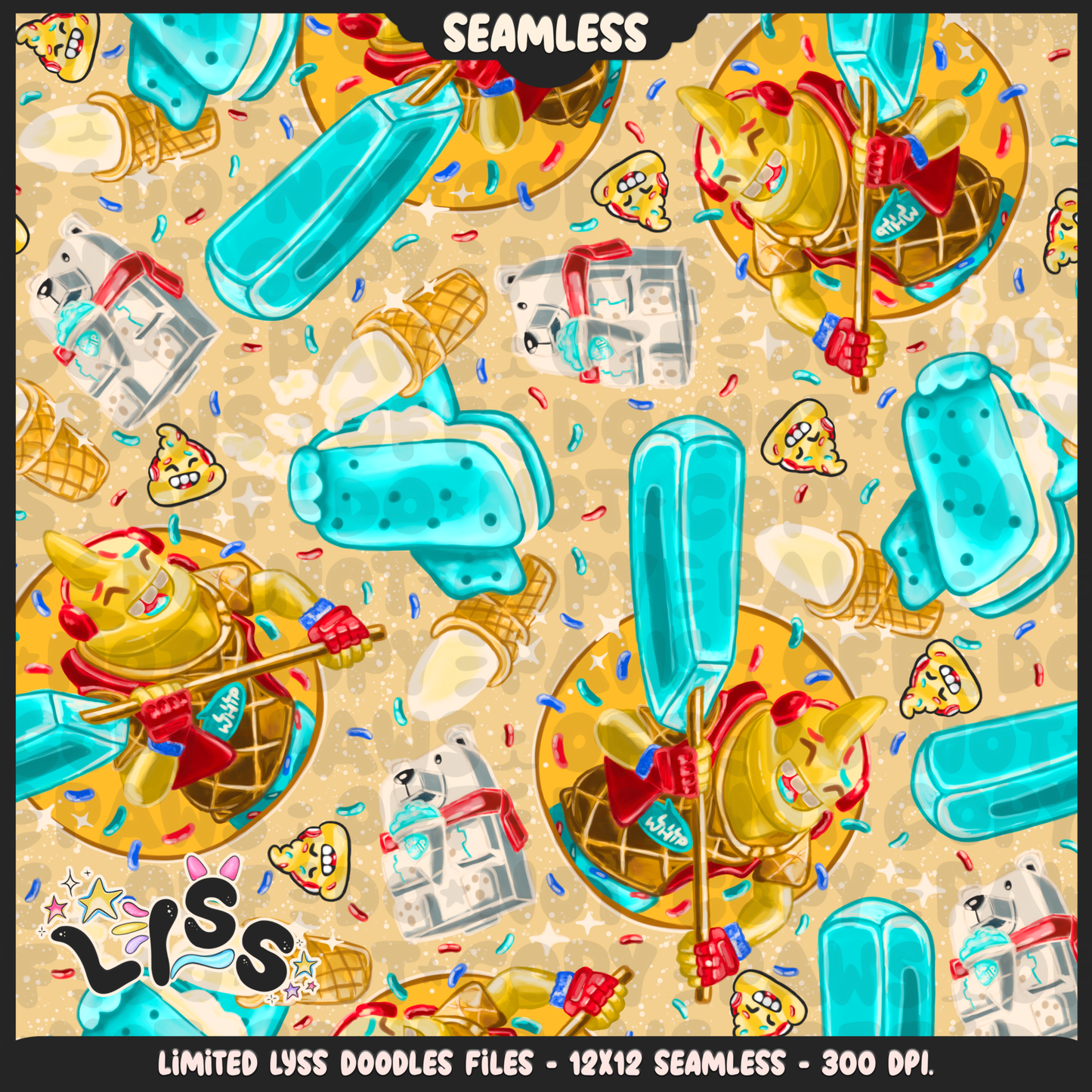 2024 - Lyss Doodles - Seamless - Mains - Fort Battle - Ice Cream