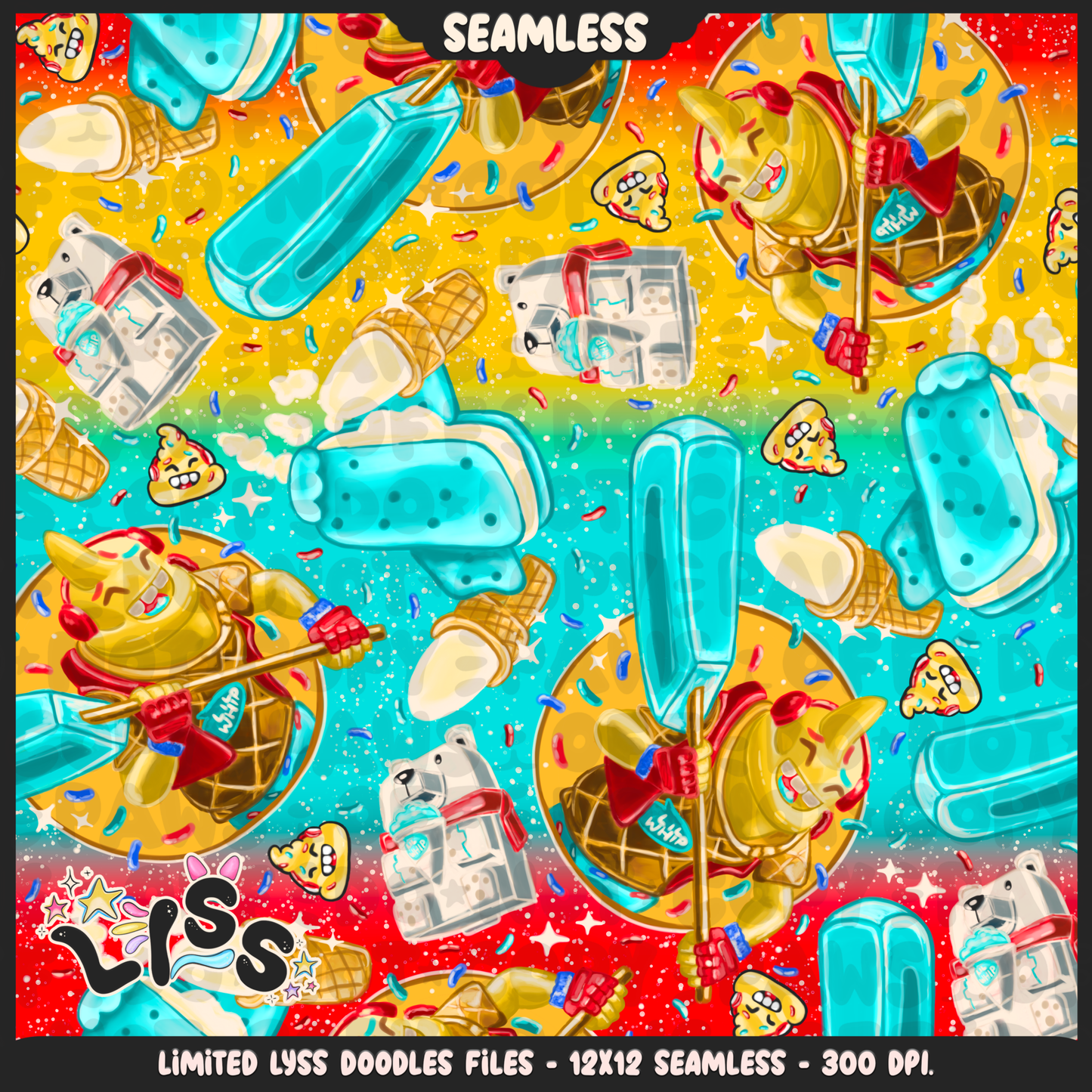 2024 - Lyss Doodles - Seamless - Mains - Fort Battle - Ice Cream