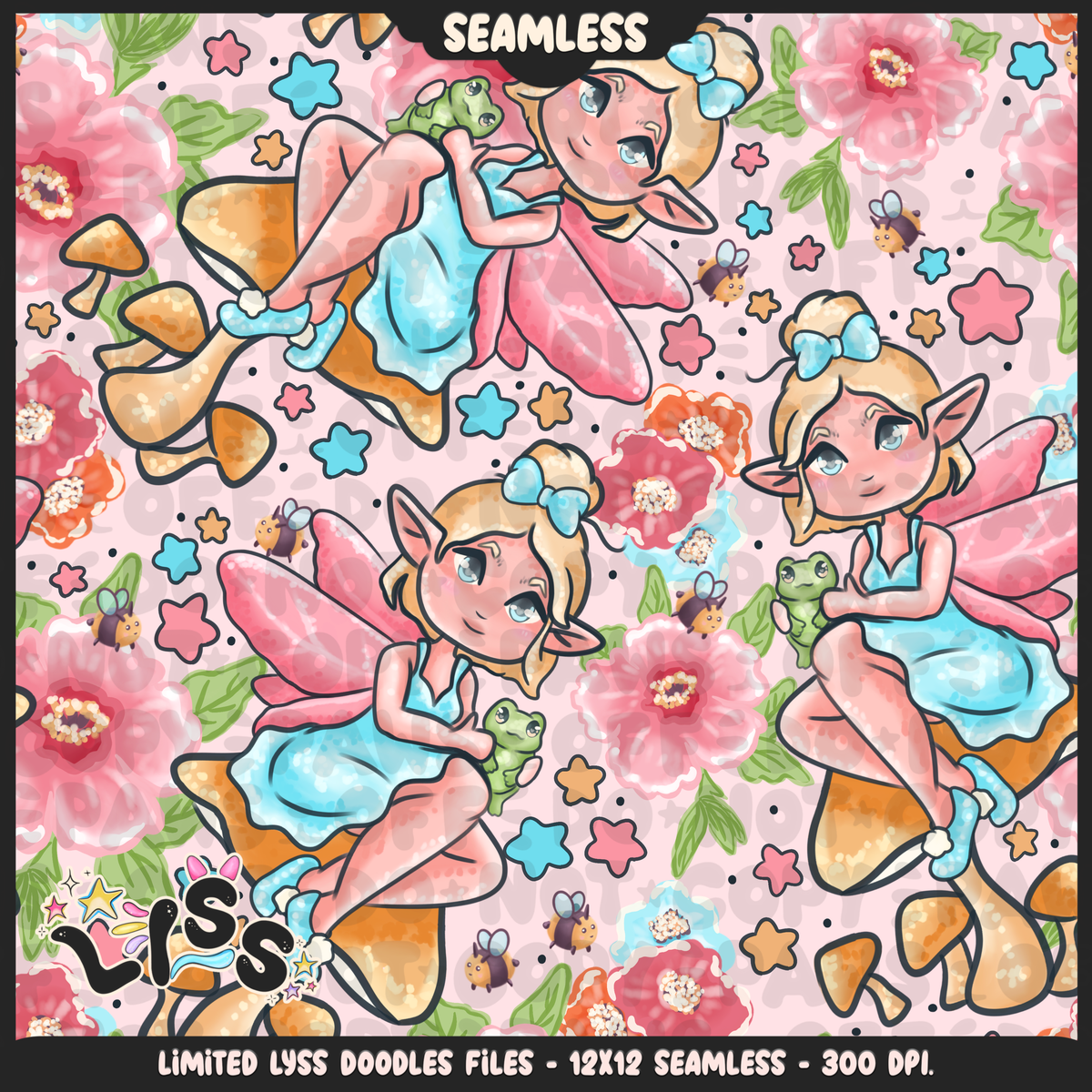 2024 - Lyss Doodles - Seamless - Mains - Fairy Garden - 24LD030