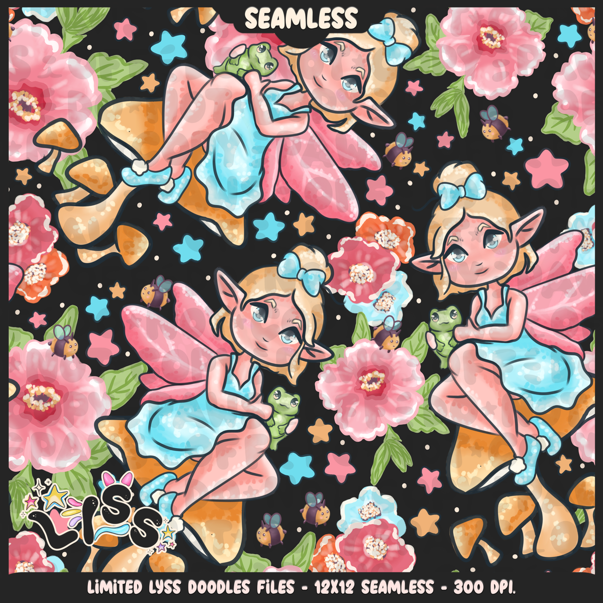 2024 - Lyss Doodles - Seamless - Mains - Fairy Garden - 24LD030