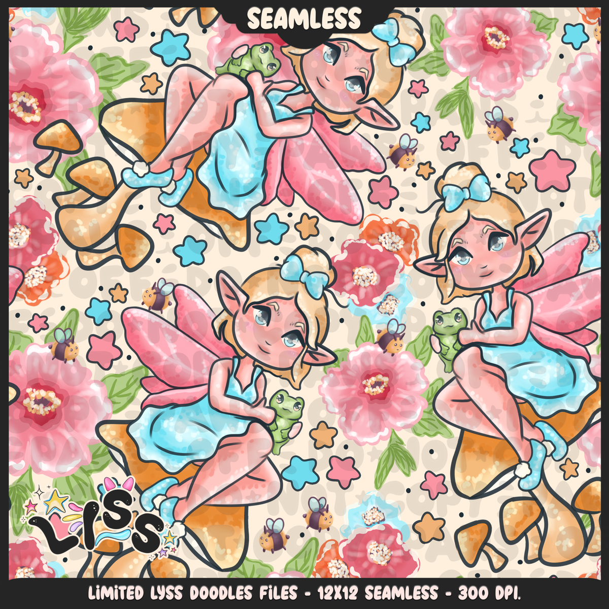 2024 - Lyss Doodles - Seamless - Mains - Fairy Garden - 24LD030