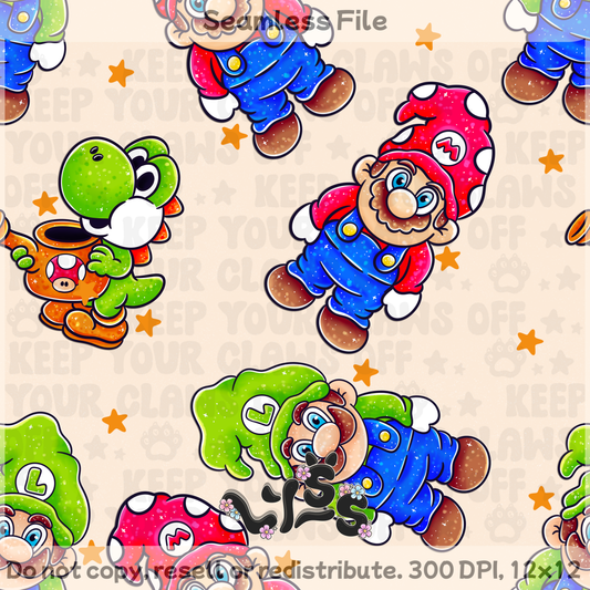 2025 - Lyss Doodles - Seamless - Garden Mario - 25LD03