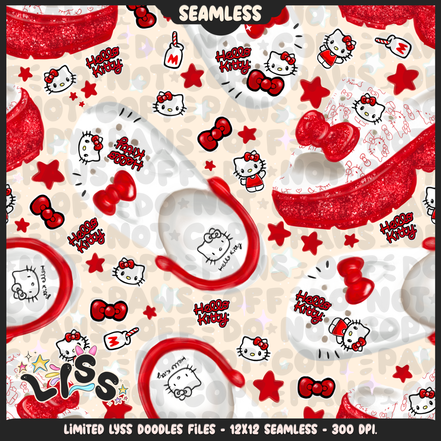 2024 - Lyss Doodles - Seamless - Mains - HK Birthday - Comfy Shoes - 24LD011