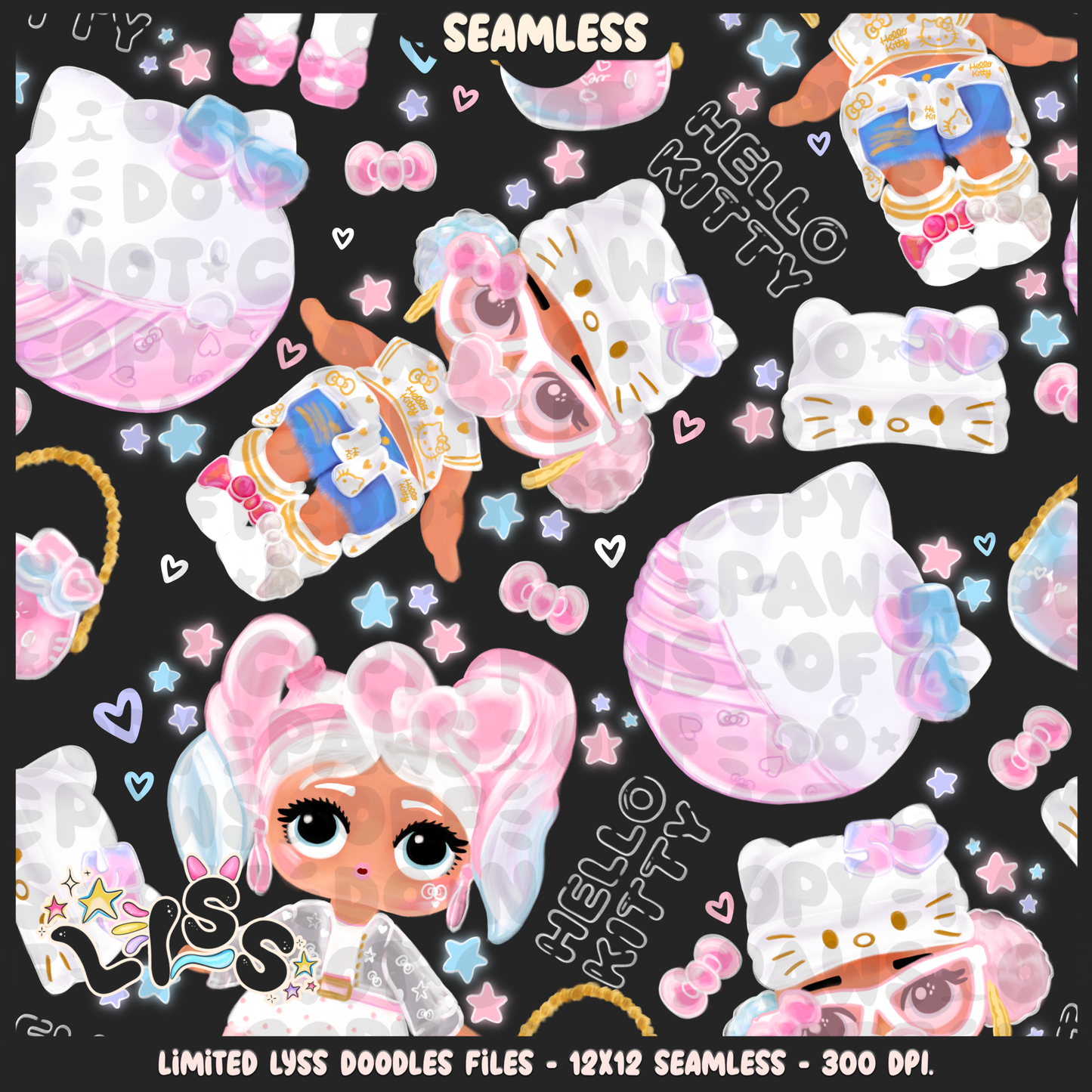 2024 - Lyss Doodles - Seamless - Mains - HK Birthday - Surprise Dolls - 24LD012