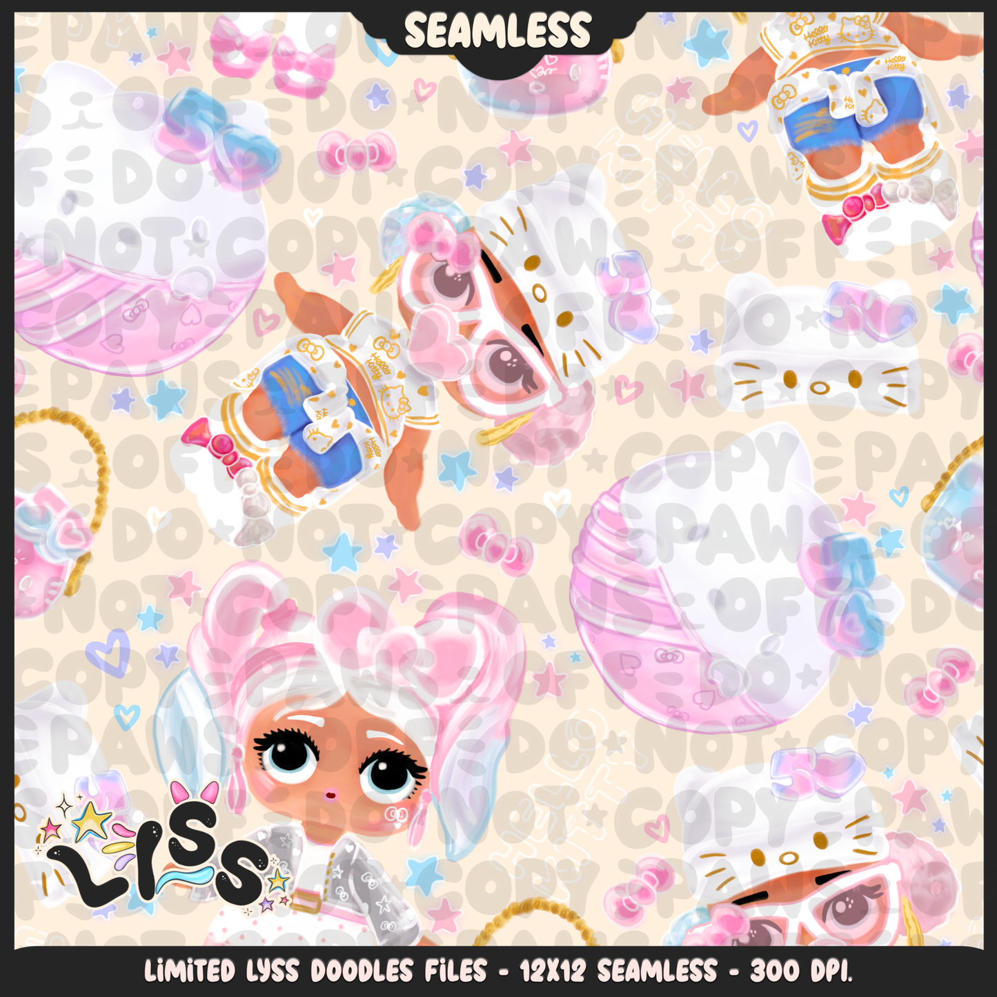 2024 - Lyss Doodles - Seamless - Mains - HK Birthday - Surprise Dolls - 24LD012