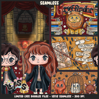 2024 - Lyss Doodles - Seamless - Mains - HP Pride - Griffindor - 24LD034