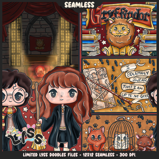 2024 - Lyss Doodles - Seamless - Mains - HP Pride - Griffindor - 24LD034