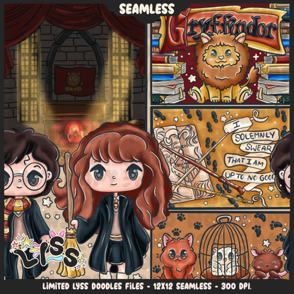 2024 - Lyss Doodles - Seamless - Mains - HP Pride - Griffindor - 24LD034