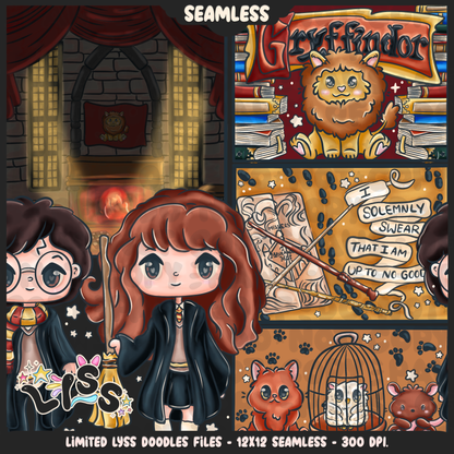 2024 - Lyss Doodles - Seamless - Mains - HP Pride - Griffindor - 24LD034