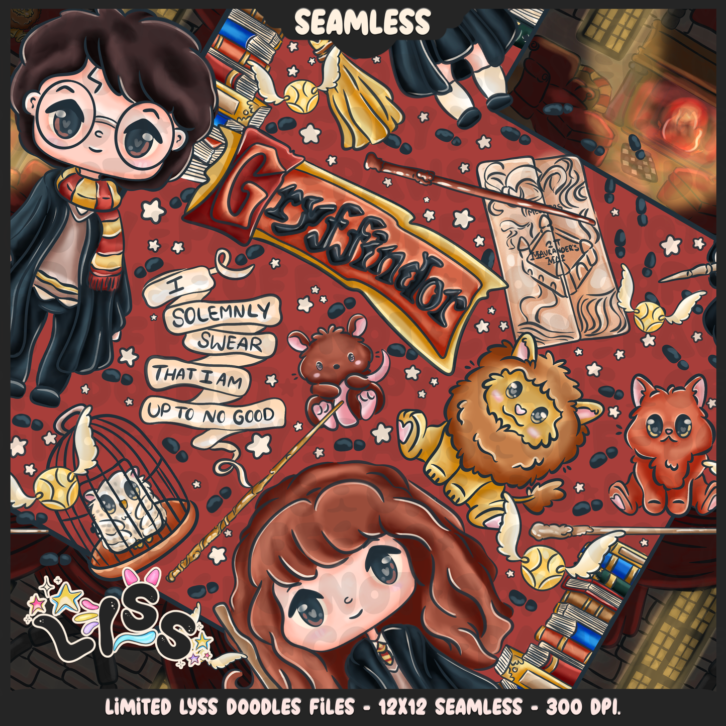 2024 - Lyss Doodles - Seamless - Mains - HP Pride - Griffindor - 24LD034