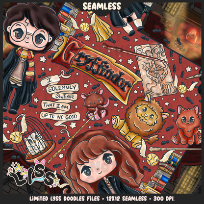 2024 - Lyss Doodles - Seamless - Mains - HP Pride - Griffindor - 24LD034