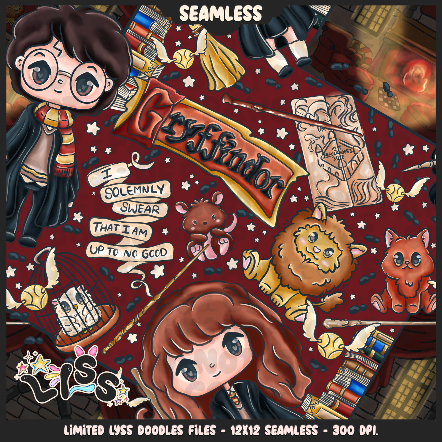 2024 - Lyss Doodles - Seamless - Mains - HP Pride - Griffindor - 24LD034