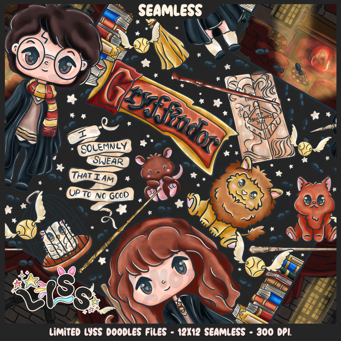 2024 - Lyss Doodles - Seamless - Mains - HP Pride - Griffindor - 24LD034