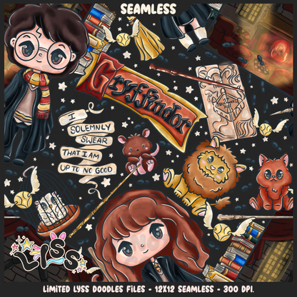 2024 - Lyss Doodles - Seamless - Mains - HP Pride - Griffindor - 24LD034
