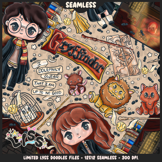 2024 - Lyss Doodles - Seamless - Mains - HP Pride - Griffindor - 24LD034