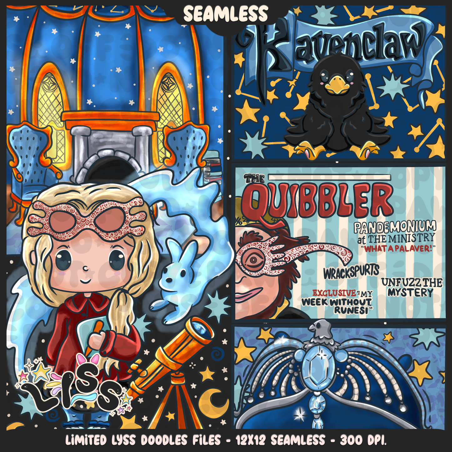 2024 - Lyss Doodles - Seamless - Mains - HP Pride - Ravenclaw - 24LD035
