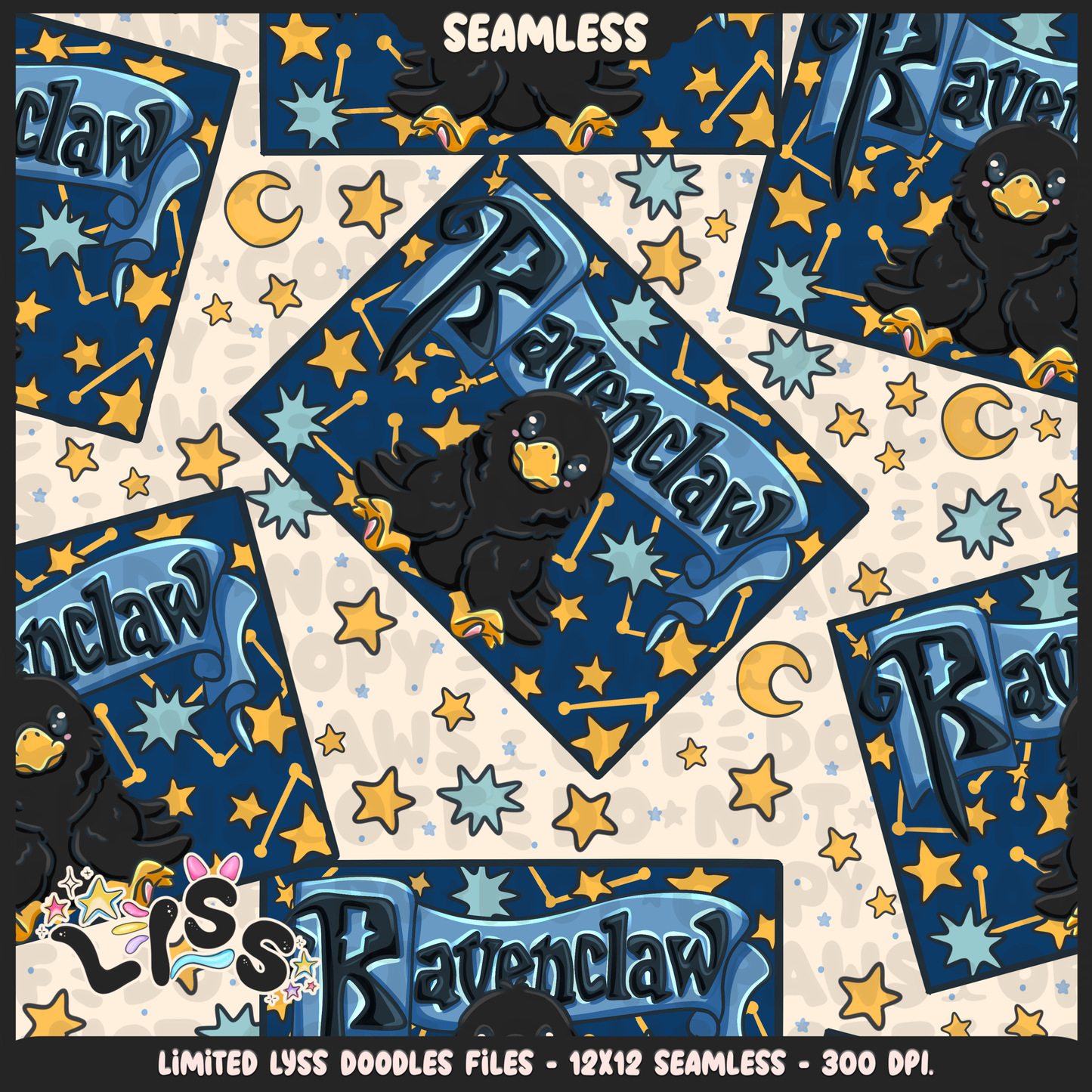 2024 - Lyss Doodles - Seamless - Mains - HP Pride - Ravenclaw - 24LD035