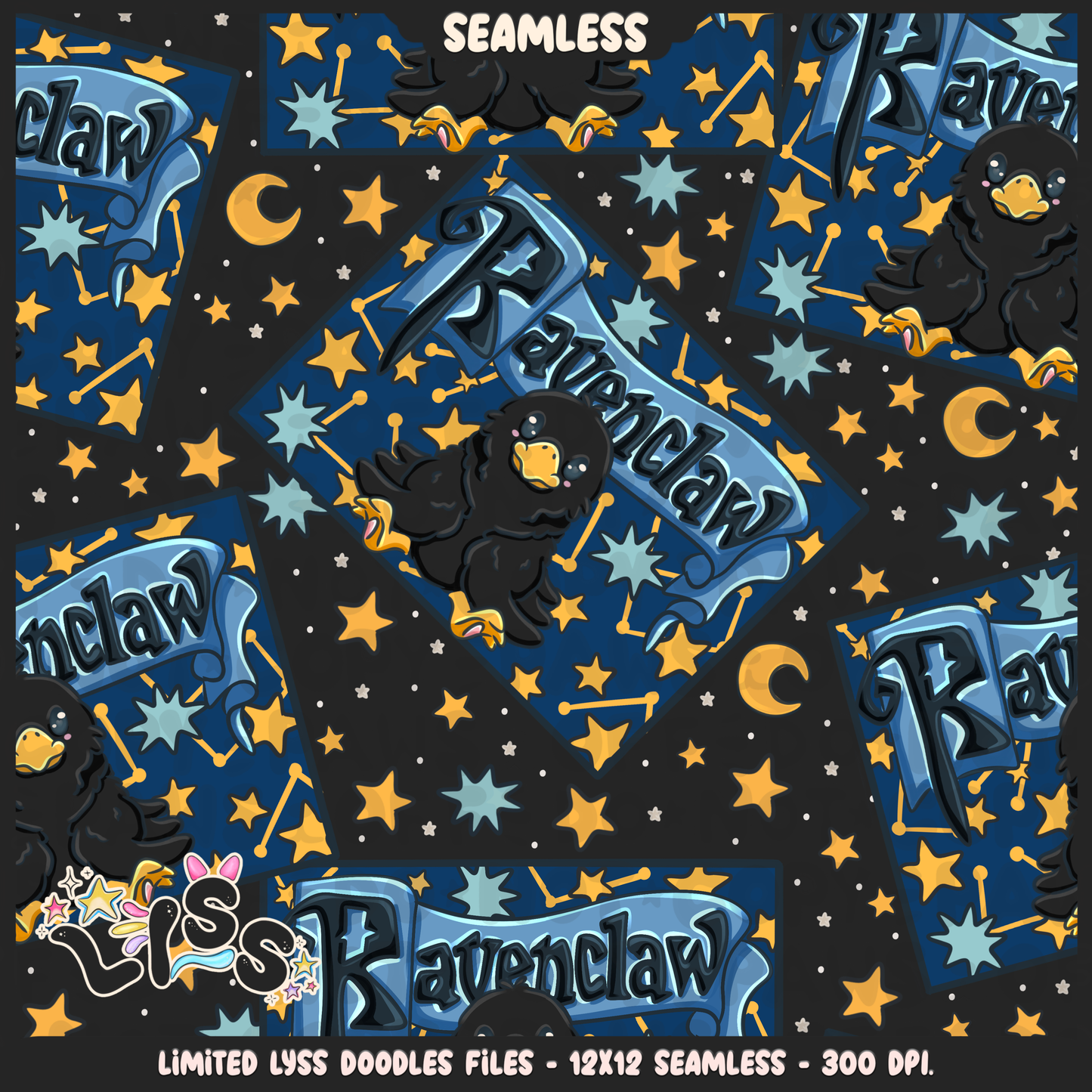 2024 - Lyss Doodles - Seamless - Mains - HP Pride - Ravenclaw - 24LD035