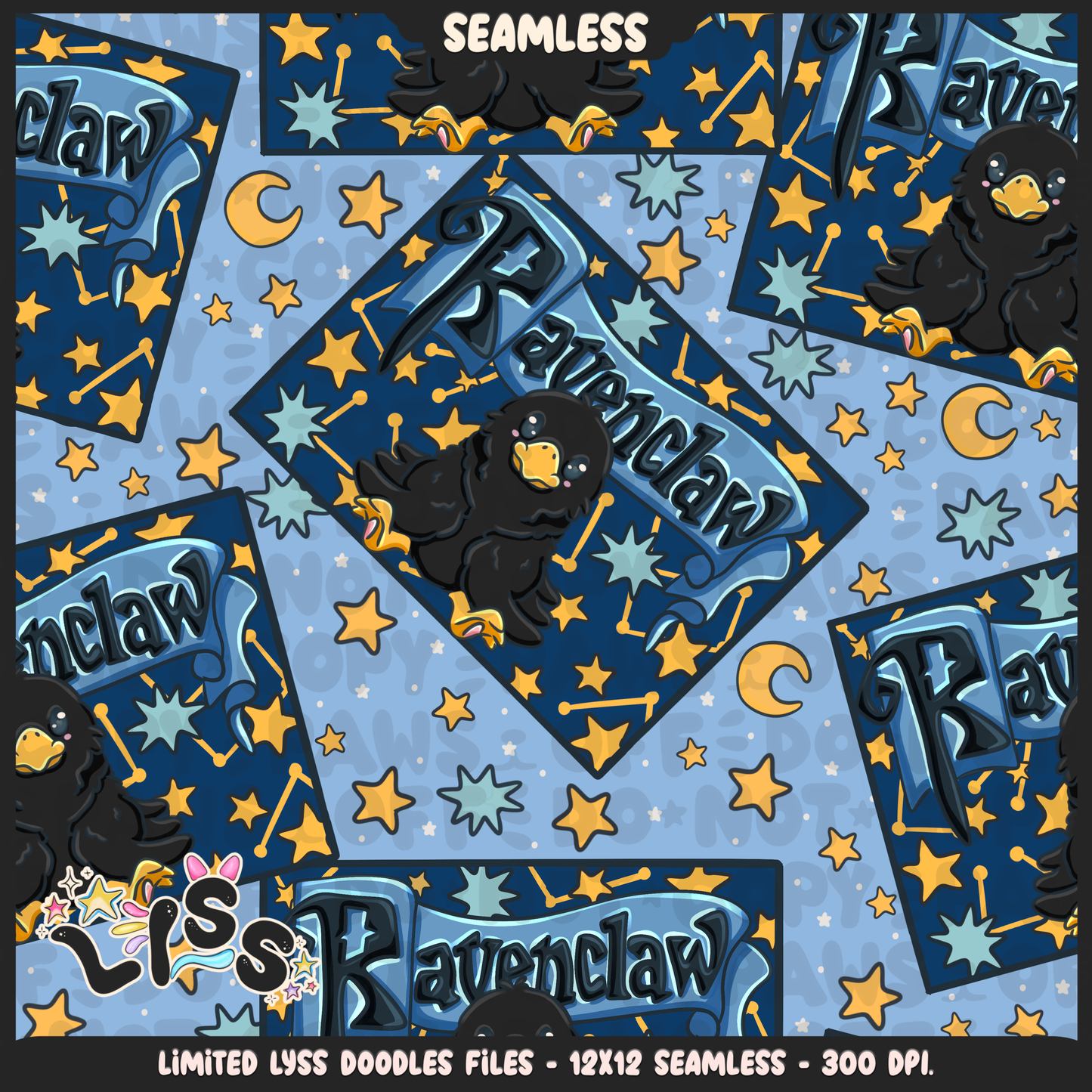 2024 - Lyss Doodles - Seamless - Mains - HP Pride - Ravenclaw - 24LD035