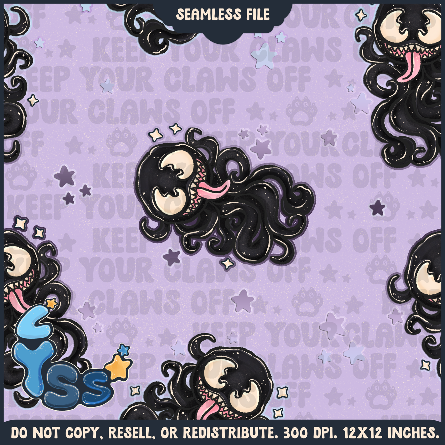 2024 - Lyss Doodles - Seamless - Mains - Superhero Collection - Ink Alien - 24LD084