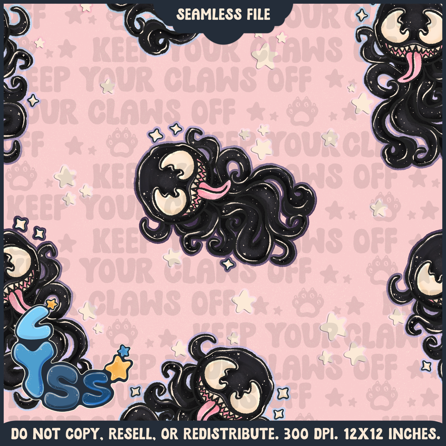 2024 - Lyss Doodles - Seamless - Mains - Superhero Collection - Ink Alien - 24LD084