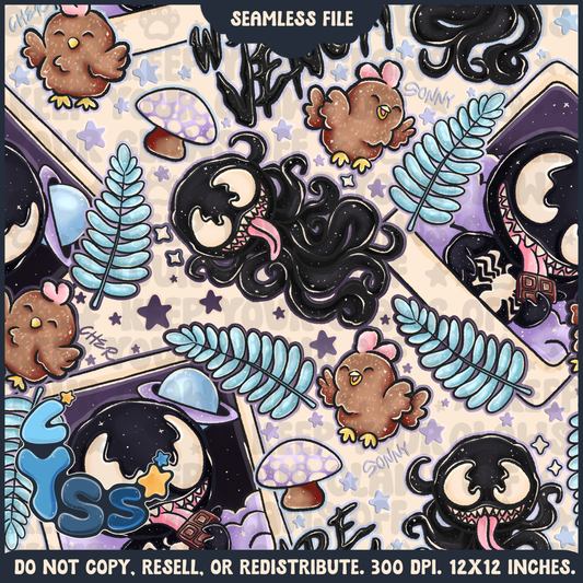 2024 - Lyss Doodles - Seamless - Mains - Superhero Collection - Ink Alien - 24LD084