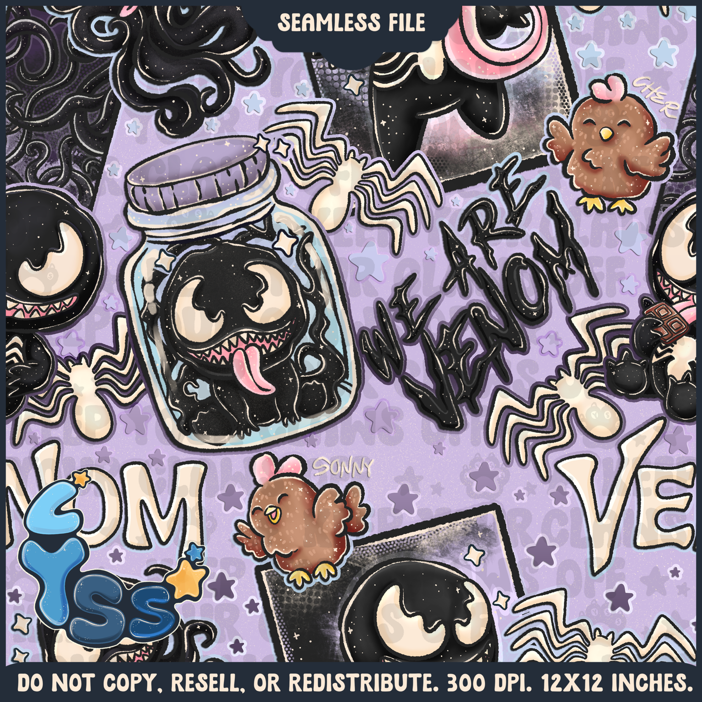 2024 - Lyss Doodles - Seamless - Mains - Superhero Collection - Ink Alien - 24LD084