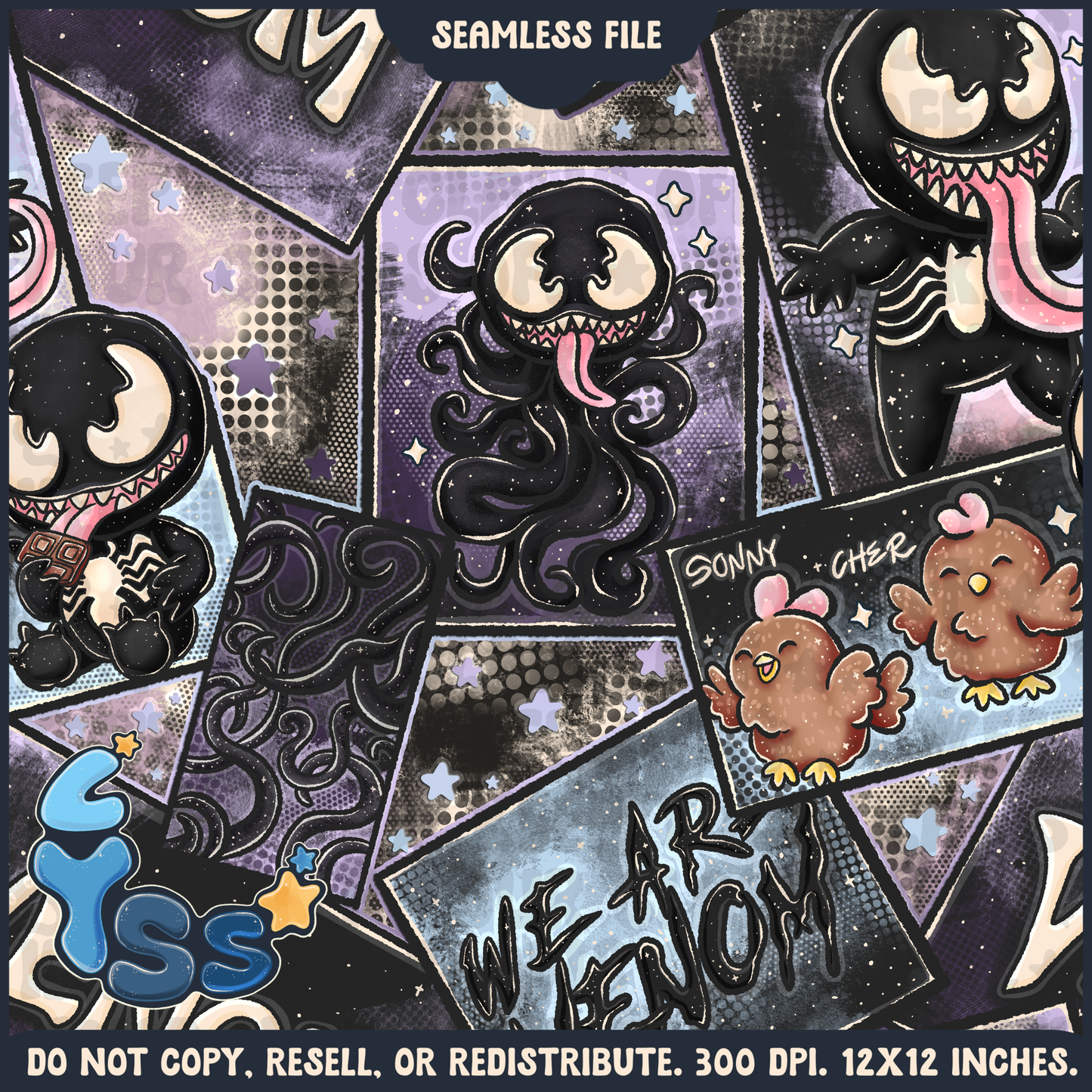 2024 - Lyss Doodles - Seamless - Mains - Superhero Collection - Ink Alien - 24LD084