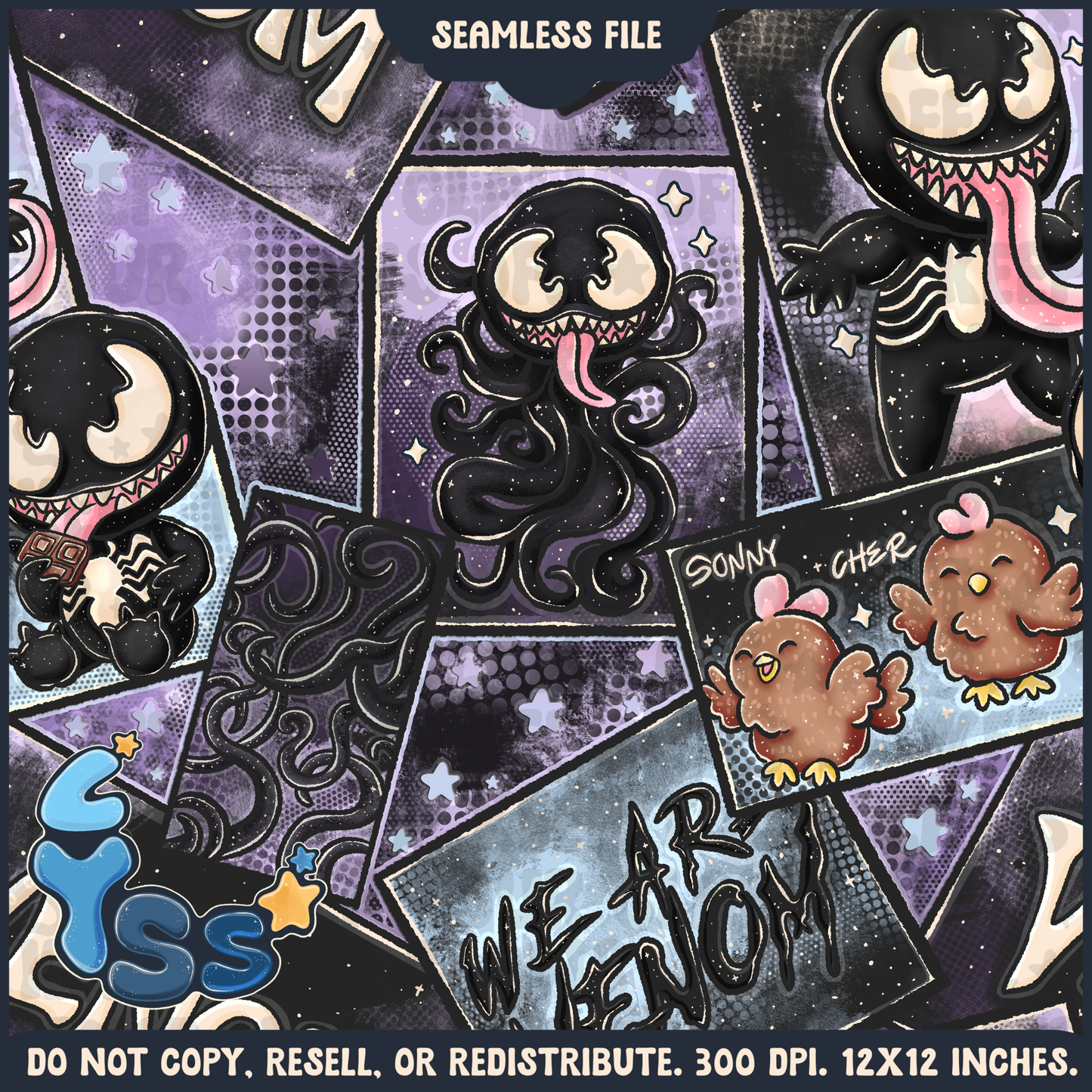 2024 - Lyss Doodles - Seamless - Mains - Superhero Collection - Ink Alien - 24LD084