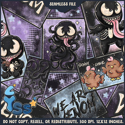 2024 - Lyss Doodles - Seamless - Mains - Superhero Collection - Ink Alien - 24LD084