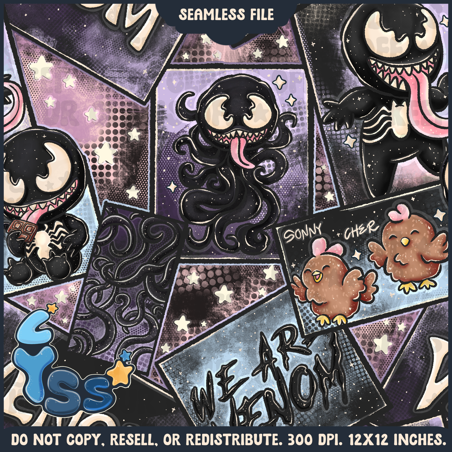 2024 - Lyss Doodles - Seamless - Mains - Superhero Collection - Ink Alien - 24LD084