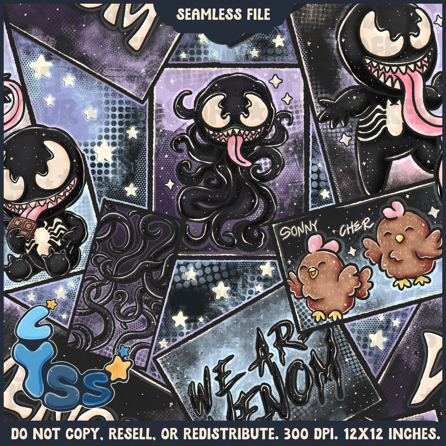 2024 - Lyss Doodles - Seamless - Mains - Superhero Collection - Ink Alien - 24LD084