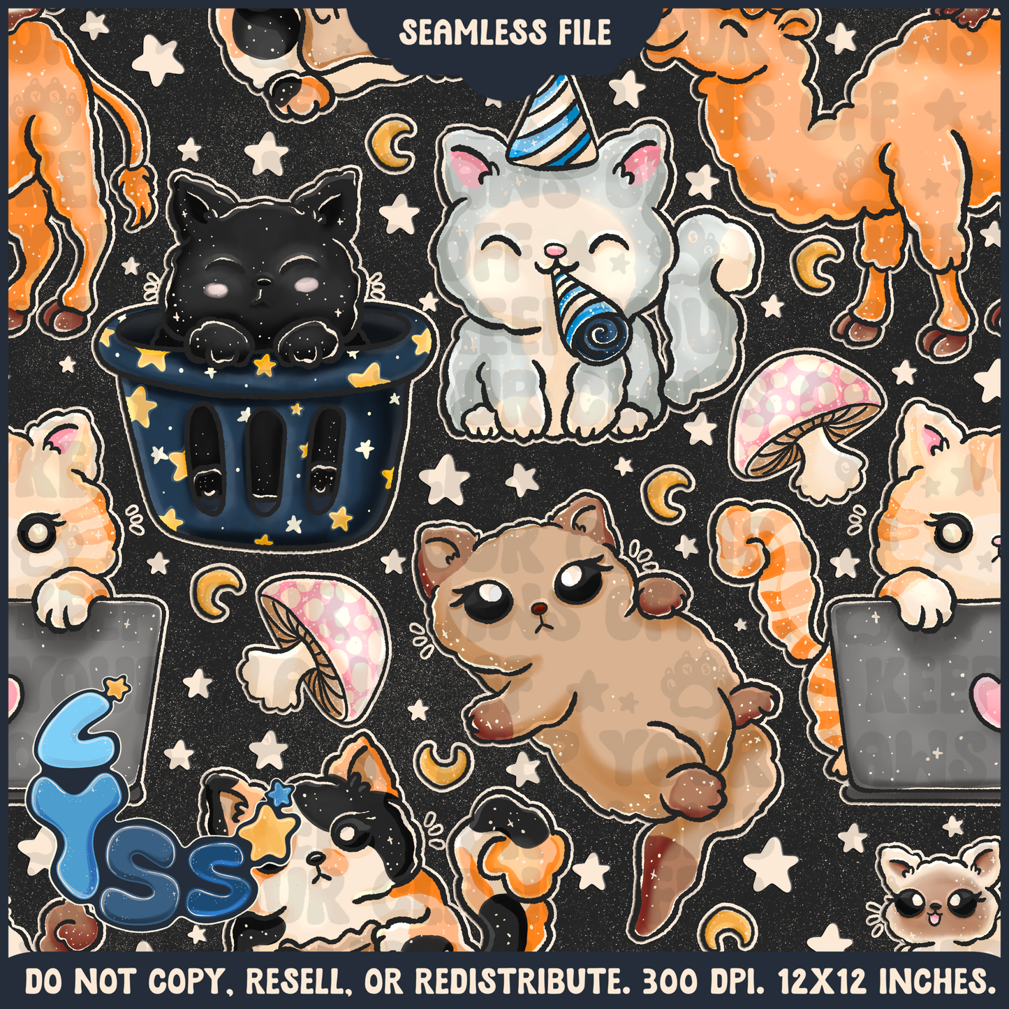 2024 - Lyss Doodles - Seamless - Mains - Cats - NW2