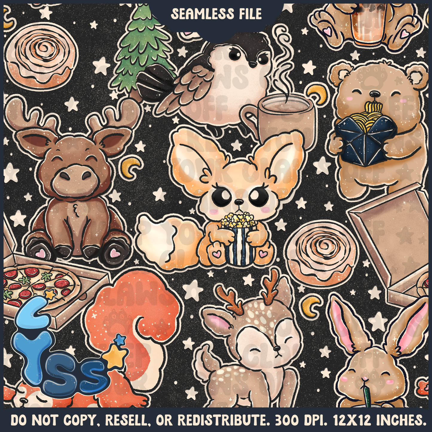 2024 - Lyss Doodles - Seamless - Mains - Foodi - NW3