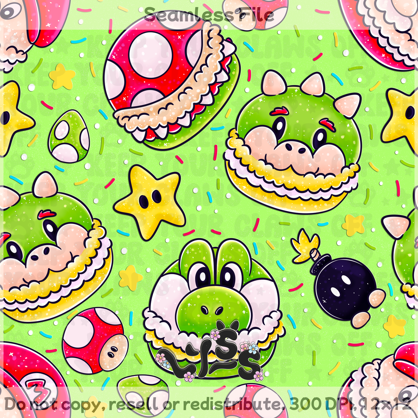 2025 - Lyss Doodles - Seamless - Macaron Mar10 - 25LD033