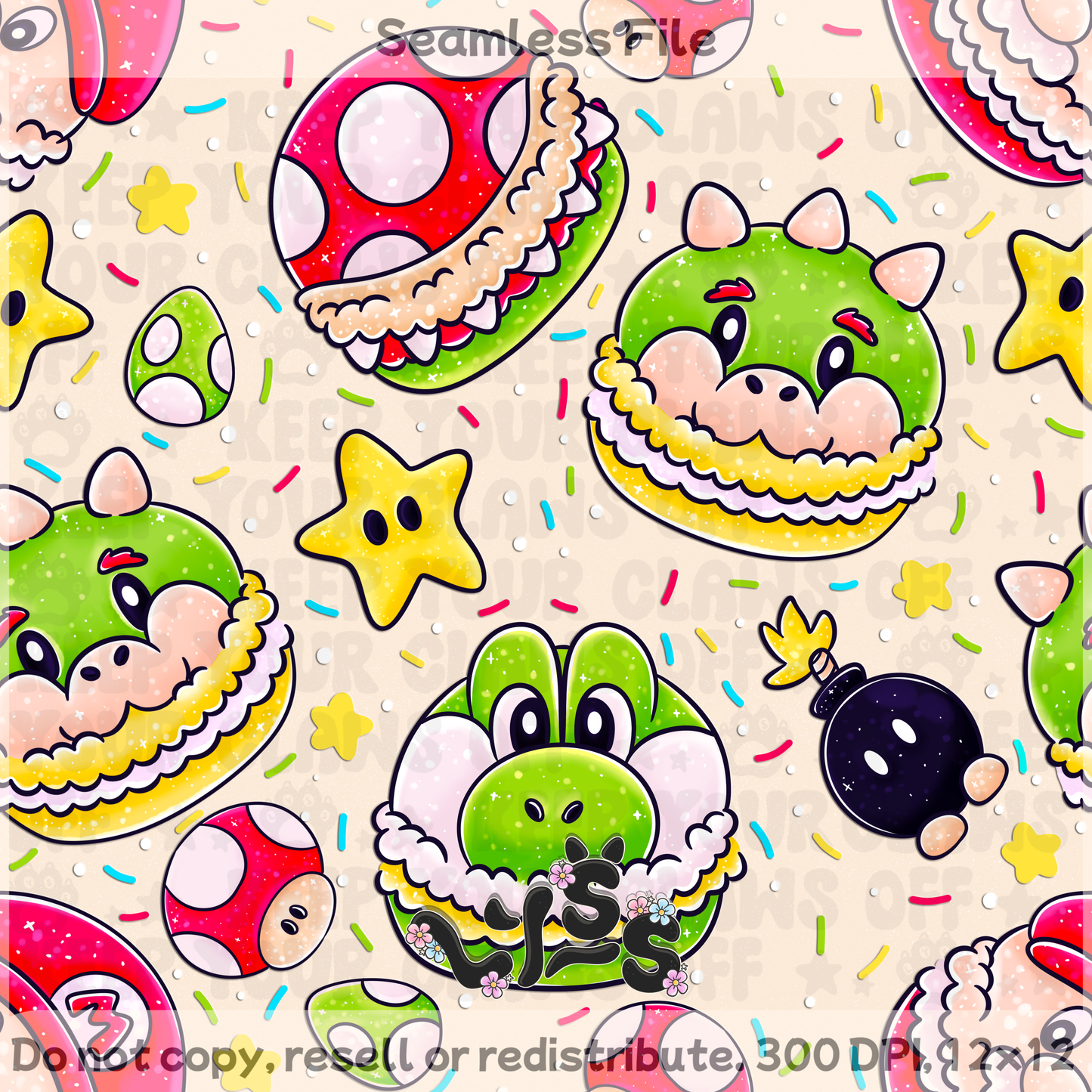 2025 - Lyss Doodles - Seamless - Macaron Mar10 - 25LD033