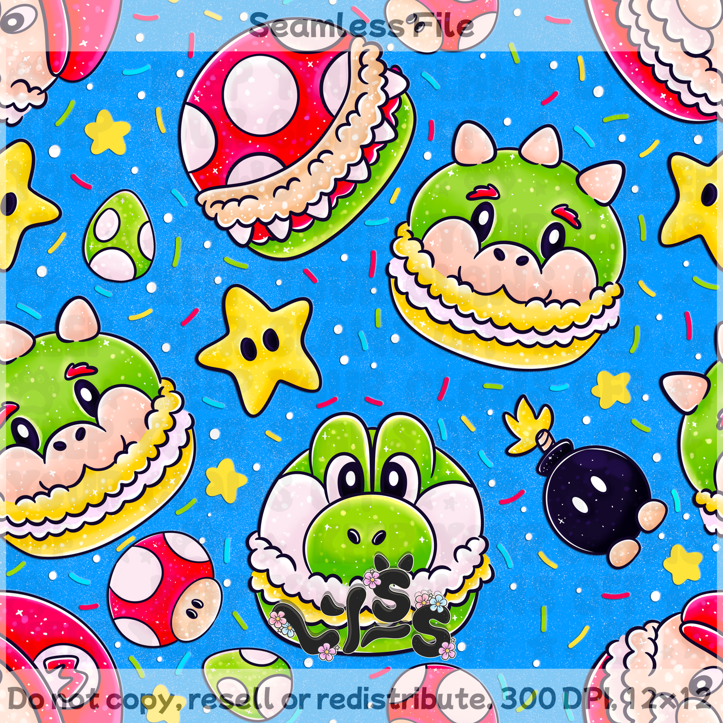 2025 - Lyss Doodles - Seamless - Macaron Mar10 - 25LD033