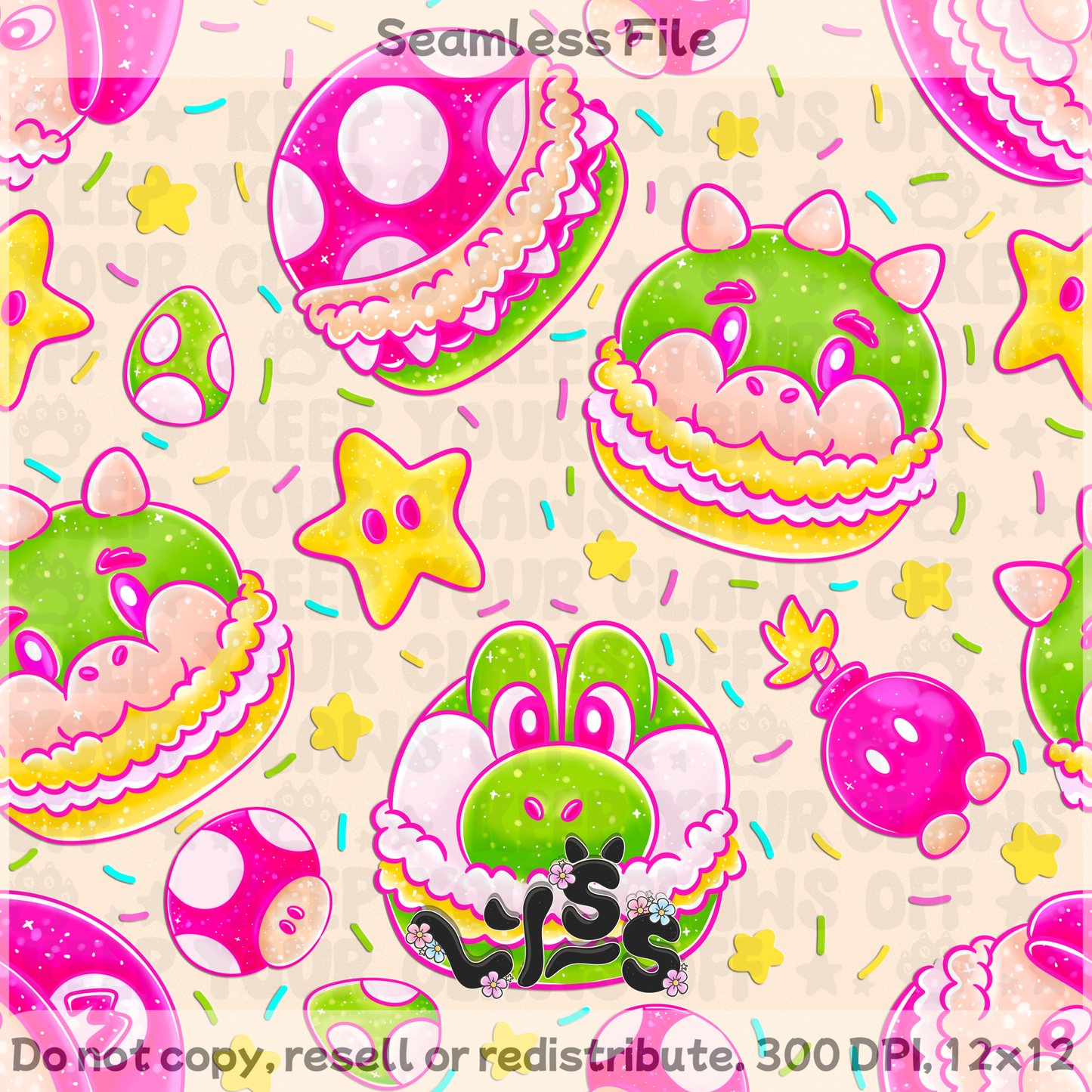 2025 - Lyss Doodles - Seamless - Macaron Mar10 - 25LD033