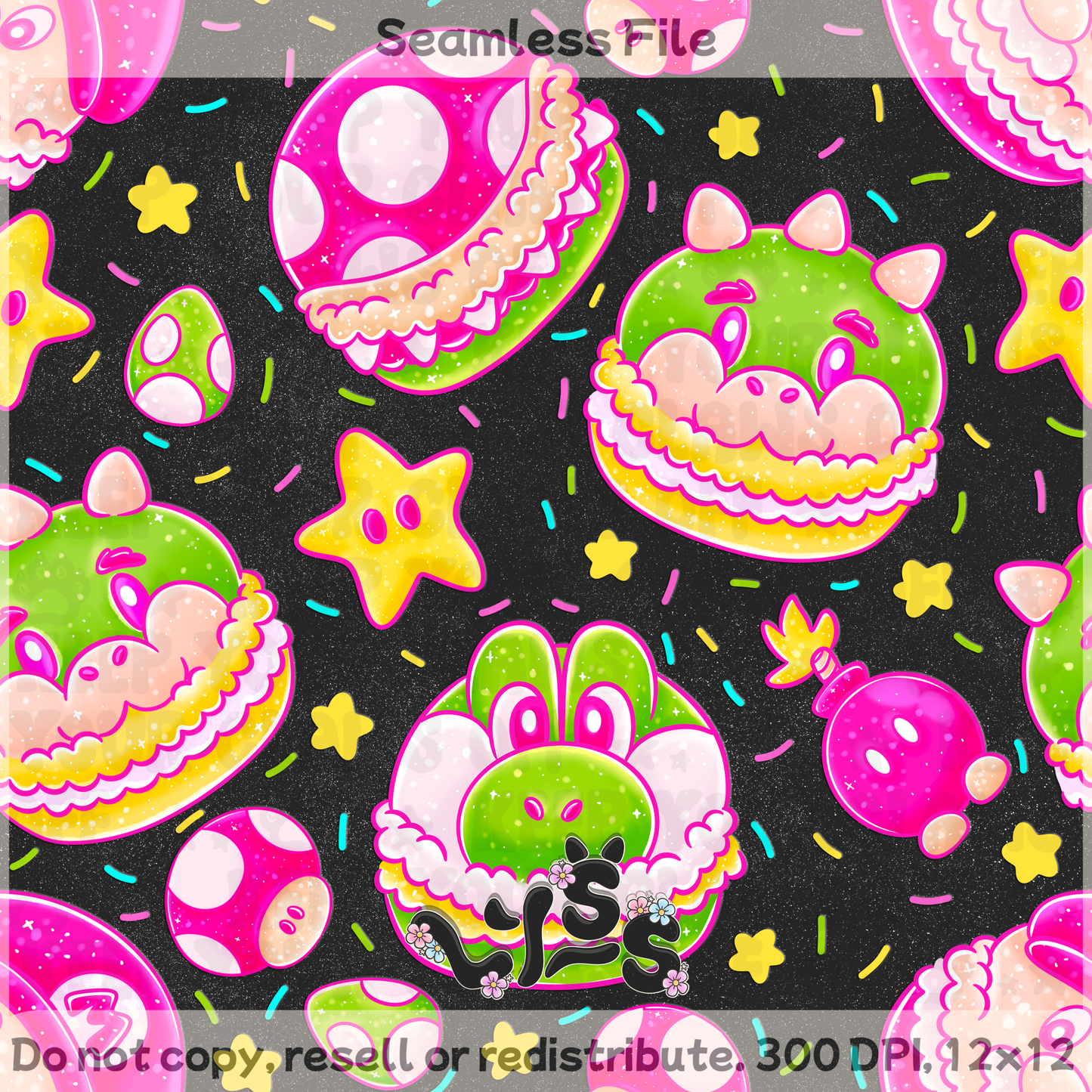 2025 - Lyss Doodles - Seamless - Macaron Mar10 - 25LD033