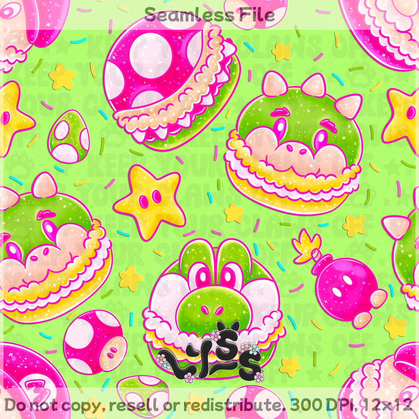 2025 - Lyss Doodles - Seamless - Macaron Mar10 - 25LD033