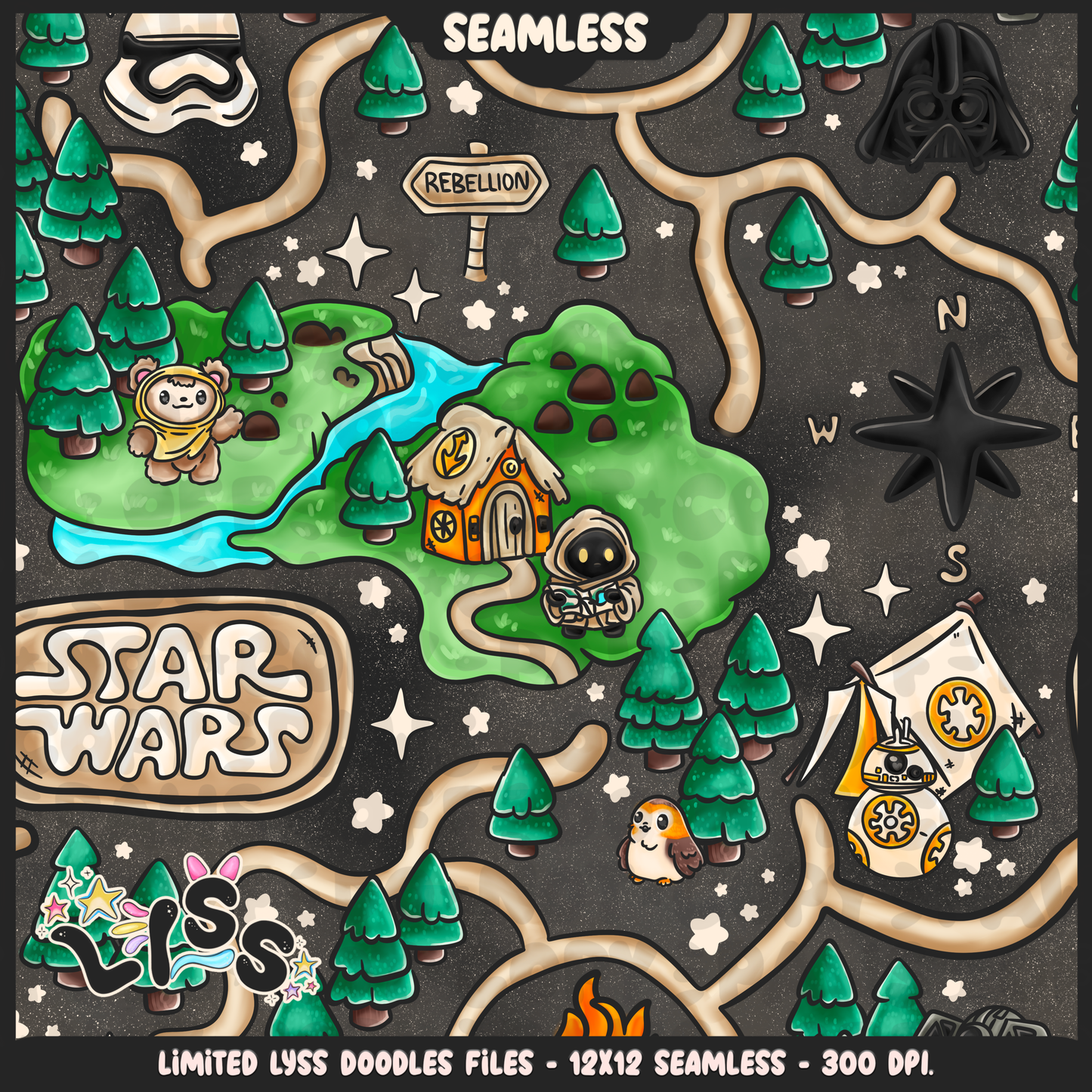 2024 - Lyss Doodles - Seamless - Mains - May Fourth Event - Adventure Wars - 24LD043