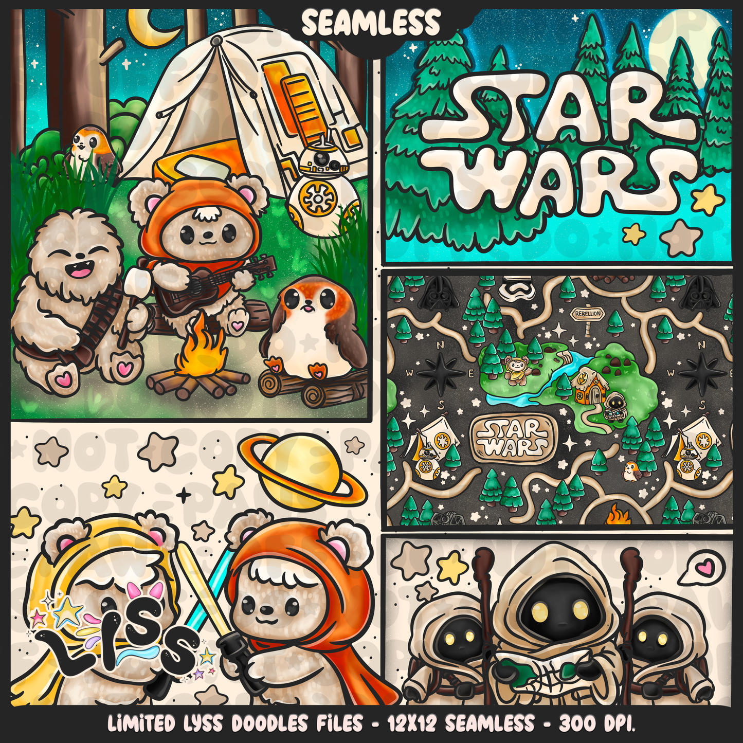 2024 - Lyss Doodles - Seamless - Mains - May Fourth Event - Adventure Wars - 24LD043