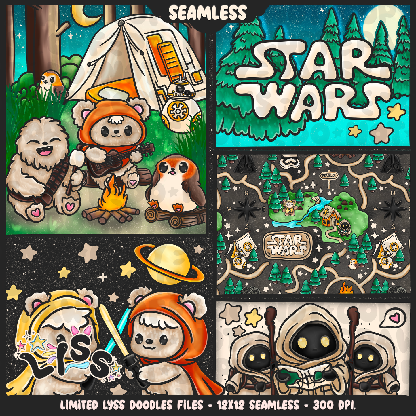 2024 - Lyss Doodles - Seamless - Mains - May Fourth Event - Adventure Wars - 24LD043