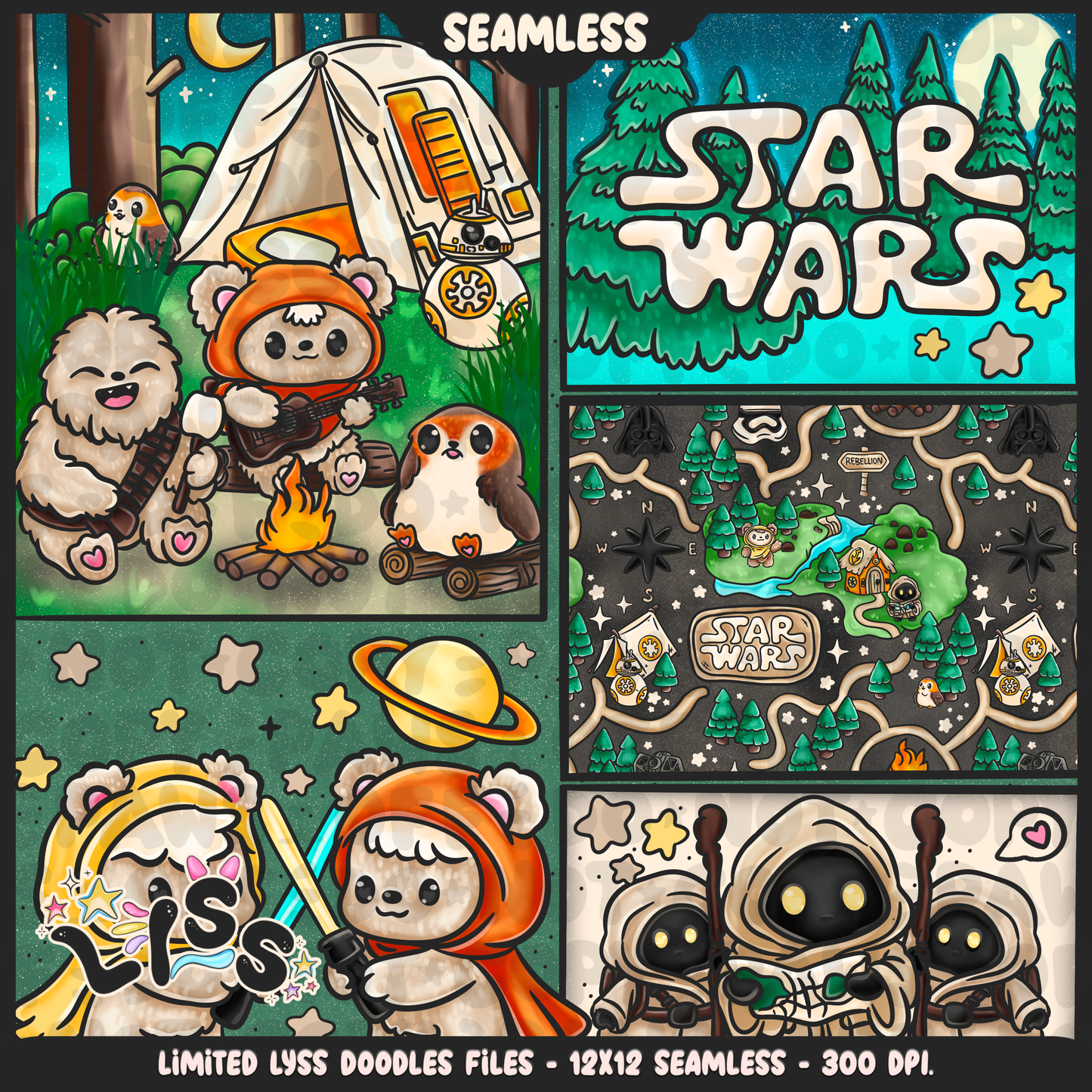 2024 - Lyss Doodles - Seamless - Mains - May Fourth Event - Adventure Wars - 24LD043