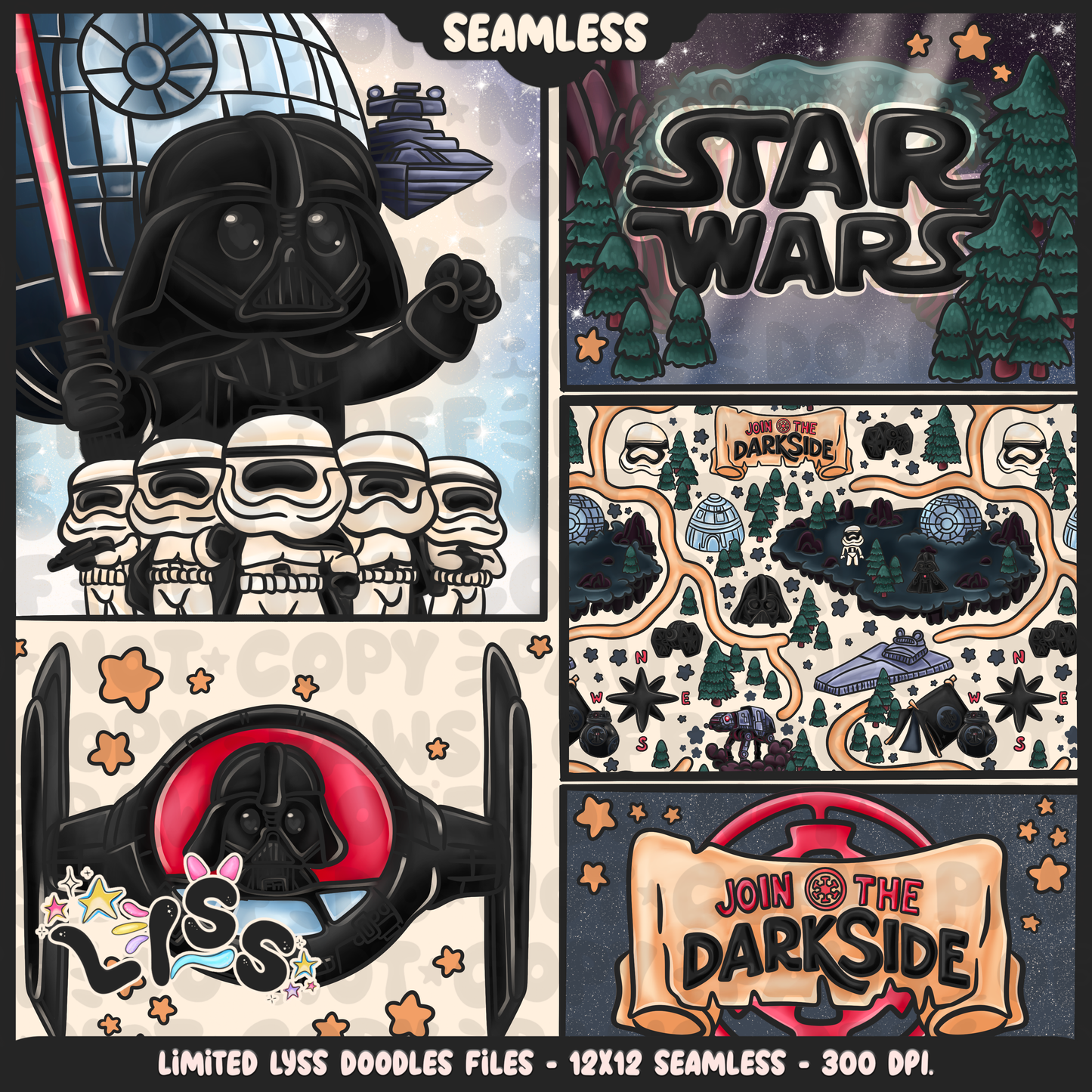 2024 - Lyss Doodles - Seamless - Mains - May Fourth Event - Sith Adventure - 24LD045