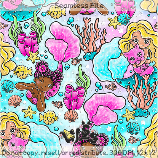 2025 - Lyss Doodles - Seamless - Mermaid Reef - 25LD044