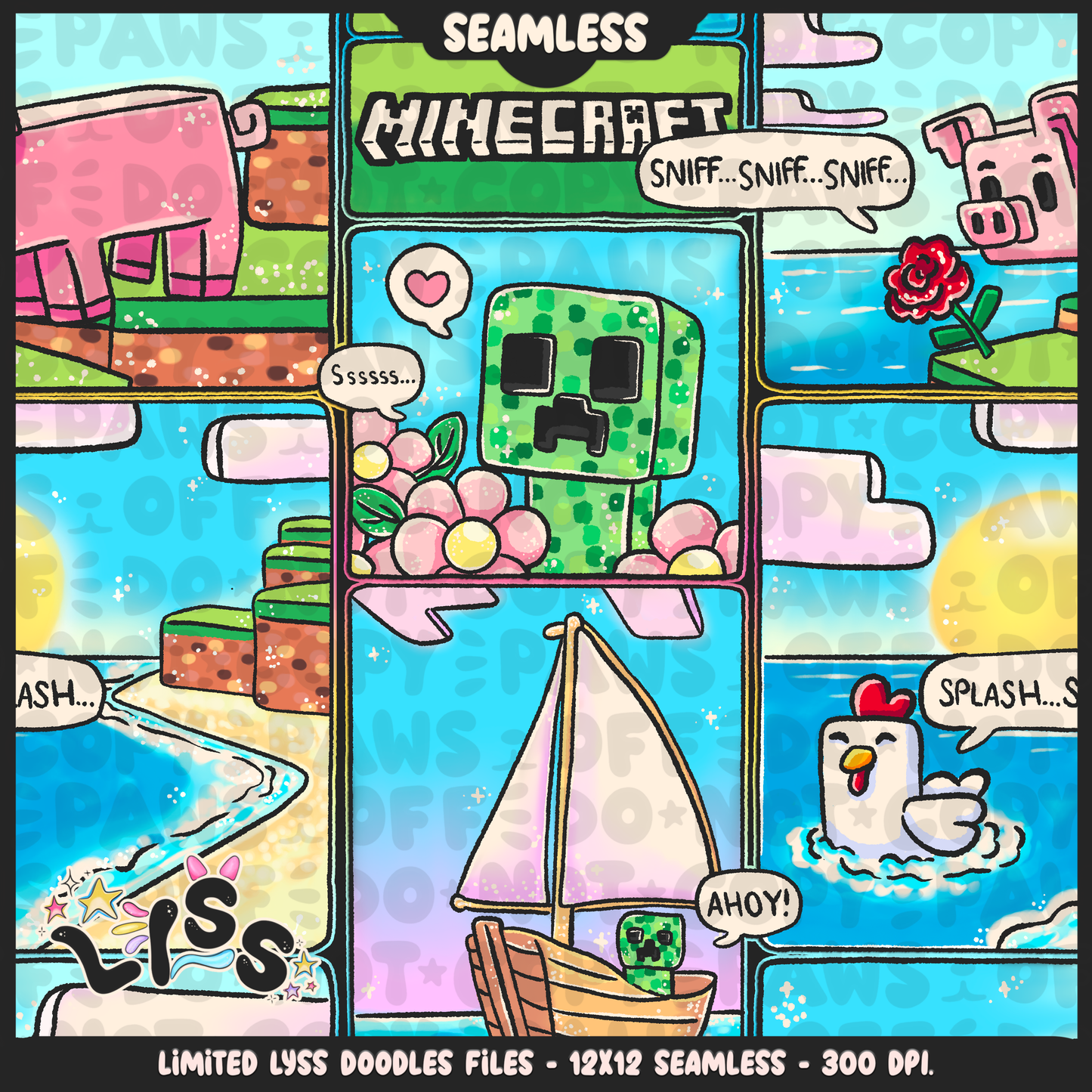 2024 - Lyss Doodles - Seamless - Mains - Mineblox - 24LD080